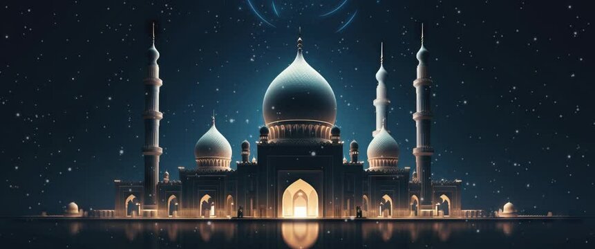 Anamorphic Video Ramadan Kareem, Eid al-Fitr, and Eid al-Adha Islamic Background.
