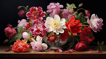 Obraz na płótnie Canvas Still life with a bouquet of peonies