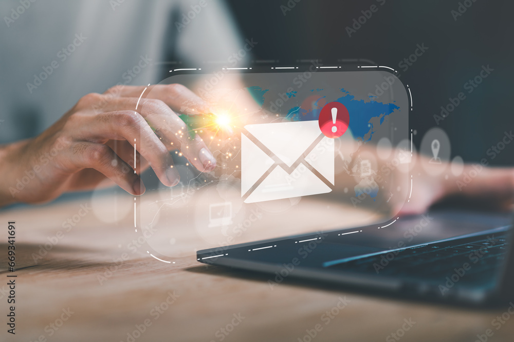 Poster email marketing and newsletter concept ,digital communication with email messages,sending and receiv