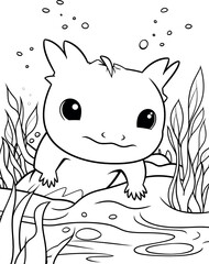 Cute Axolotl Coloring page