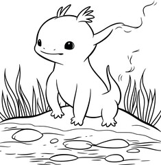Cute Axolotl Coloring page