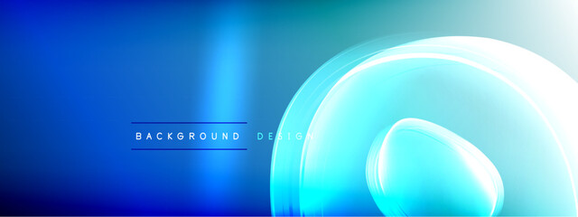 Vector abstract background - liquid transparent bubble shapes on fluid gradient with shadows and light effects