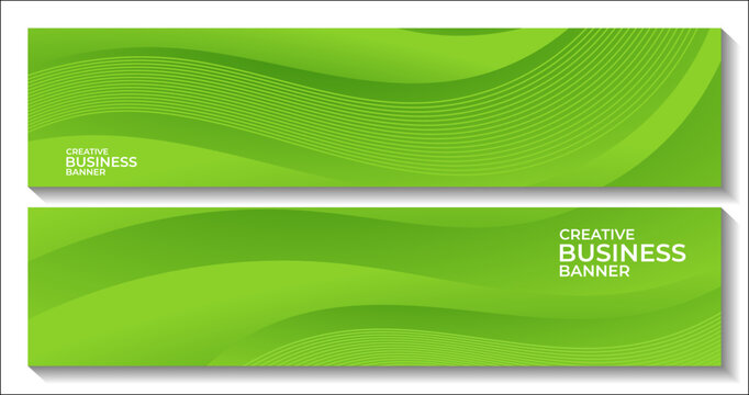 set of banners with abstract modern green curve bio background