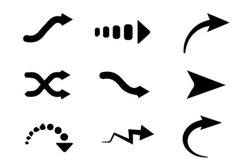 Arrow icons set. arrow. Arrow symbol. Circle arrows. Modern Vector illustration. Arrow cursors.  - obrazy, fototapety, plakaty
