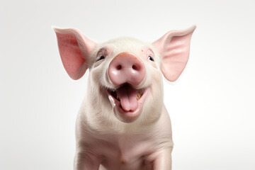 happy pig isolated on white background