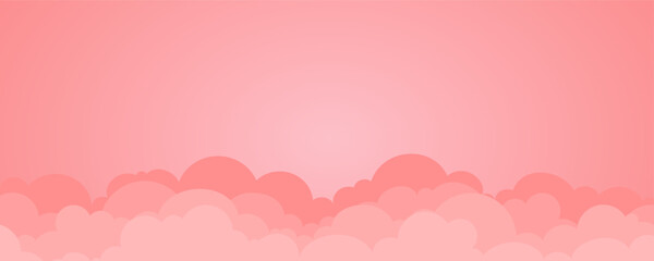 Banner colors pink clouds, border. copy space, vector illustration.