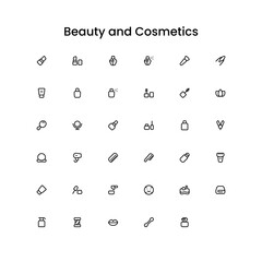 Beauty and Cosmetics Outline Icon Set