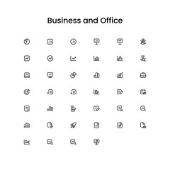 Business and Office Outline Icon Set