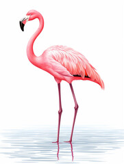 pink flamingo isolated on white