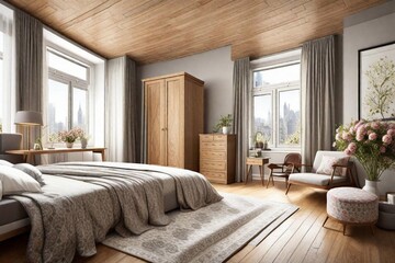 Fototapeta premium Comfortable Bedroom in a Residential District