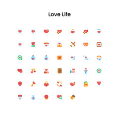 Love Life Flat Icon Set