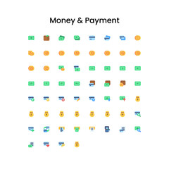 Money and Payment Flat Icon Set