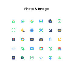 Photo and Image Flat Icon Set