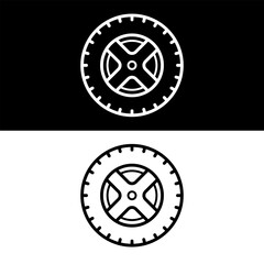 Car Wheel Icon, Black and White Version illustration Design
