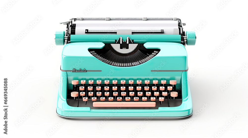 Wall mural old typewriter isolated on white background