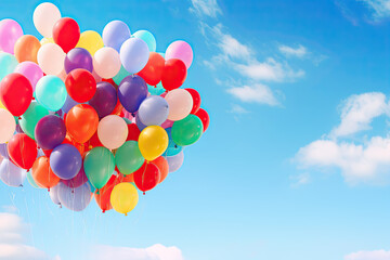 colorful balloons floating in the blue sky