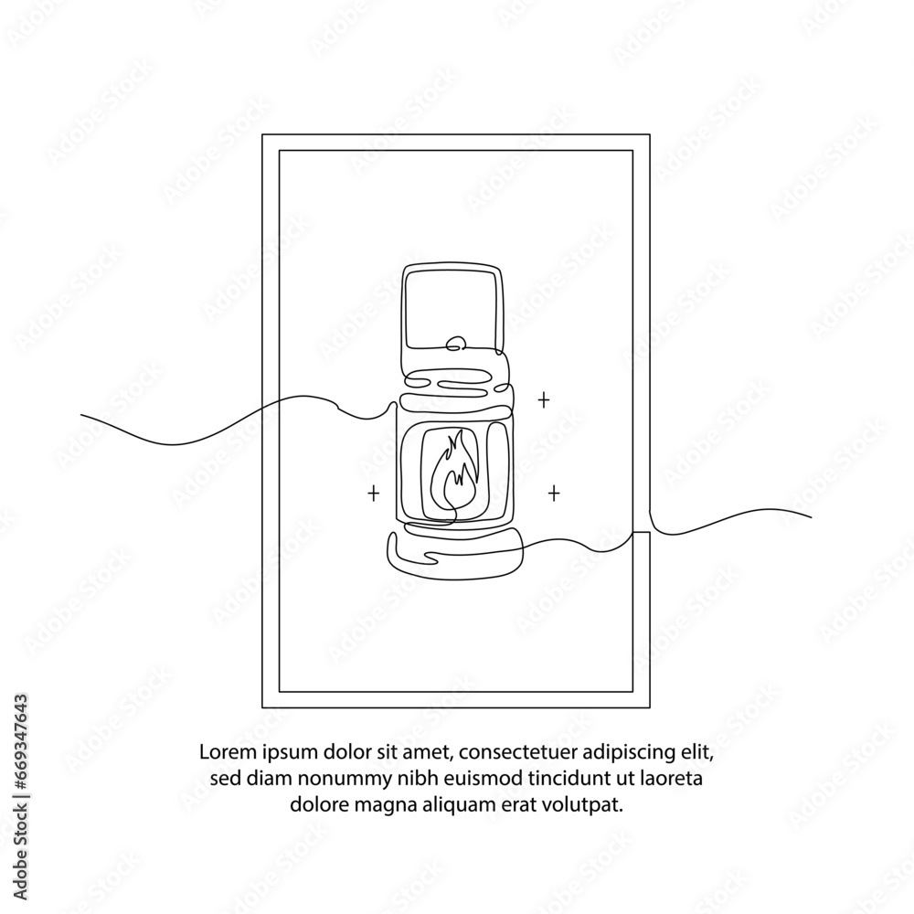 Aufkleber one line drawing of a lantern poster with a beautiful frame. abstract minimal continuous line wall d