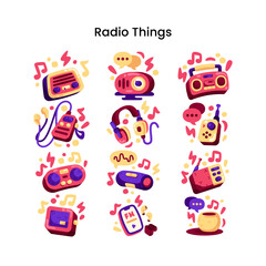 Radio Things/Radio Day Flat Icon Set