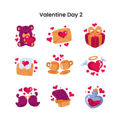 Valentine Day Flat Icon Set