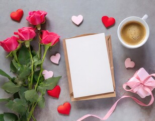 Valentine blank mockup decoration with copy space. AI Generated.