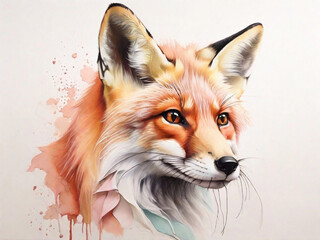 Fototapeta premium fox with soft pastel palette background illustration