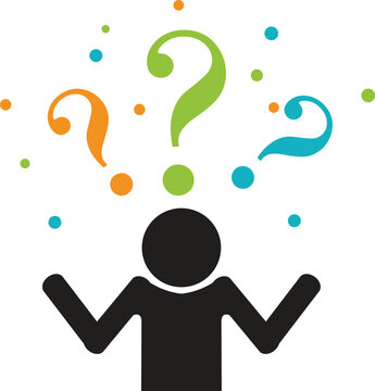 Person silhouette with question mark isolated on a white background