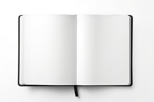 top view of blank notebook isolated on white background
