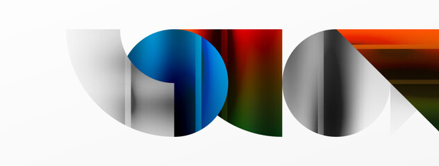 Minimalistic elegance shines through in this metallic background, showcasing composition of circles and triangles, creating geometric masterpiece