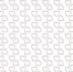 Digital png illustration of red hearts repeated on transparent background