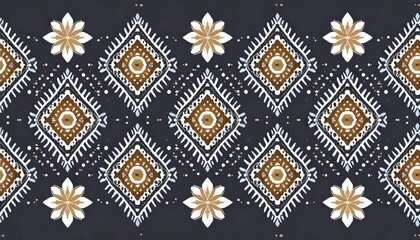 Ikat geometric folklore ornament. Tribal ethnic texture. Seamless striped pattern in Aztec style - obrazy, fototapety, plakaty