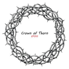 The crown of thorns vintage illustration black and white clip art - 669351427