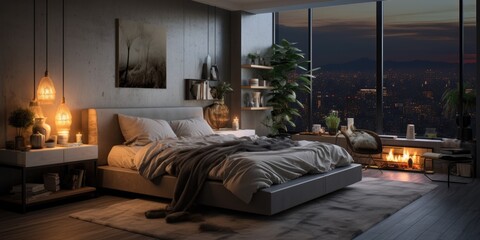 A bedroom that is designed to be both relaxing and peaceful, with a focus on using light and color...