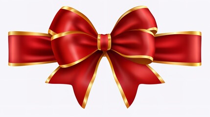 A red bow and ribbon set off in white. Generative Ai.