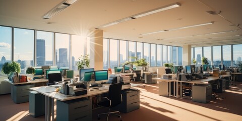 A clean and professional office, with an anodized texture, and a back lighting effect. AI Generative