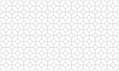 Grey outline with diamond and polygon seamless pattern. Vector Repeating Texture. 