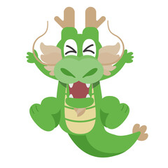 かわいいドラゴンのキャラクターのイラスト_ 喜ぶ