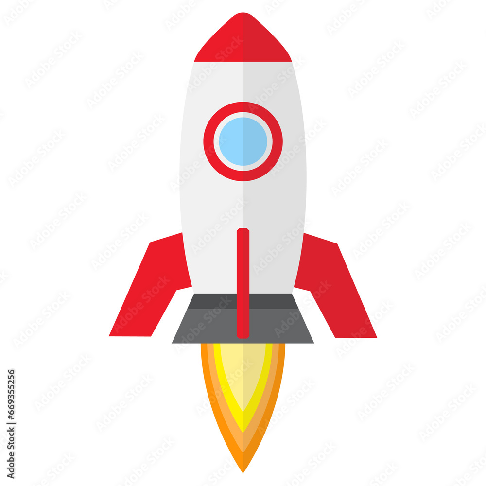 Poster vector illustration of rocket. colored vector for website design .simple design on transparent backg