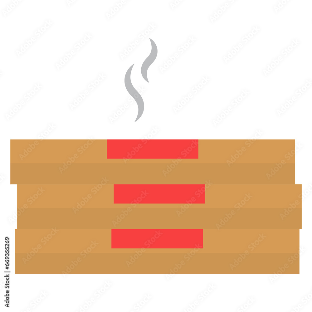 Poster vector illustration of pizza boxes. colored vector for website design .simple design on transparent 