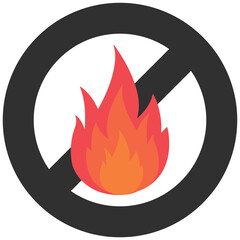 Vector illustration of No fires icon sign and symbol. colored icons for website design .Simple design on transparent background (PNG).