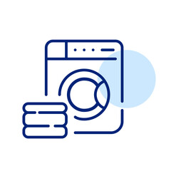 Laundry icon. Washing machine and folded clothes. Pixel perfect, editable stroke icon