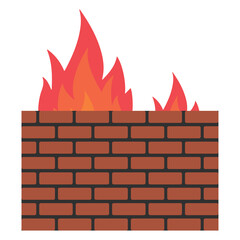 Vector illustration of burning wall icon sign and symbol. colored icons for website design .Simple design on transparent background (PNG).