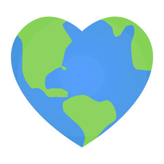 Vector illustration of earth shaped love icon sign and symbol. colored icons for website design .Simple design on transparent background (PNG).