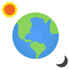 Vector illustration of sun earth and moon icon sign and symbol. colored icons for website design .Simple design on transparent background (PNG).