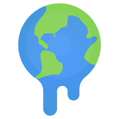 Vector illustration of the earth is melting icon sign and symbol. colored icons for website design .Simple design on transparent background (PNG).