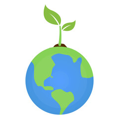 Vector illustration of earth plant icon sign and symbol. colored icons for website design .Simple design on transparent background (PNG).