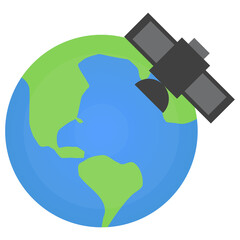 Vector illustration of earth satellite icon sign and symbol. colored icons for website design .Simple design on transparent background (PNG).