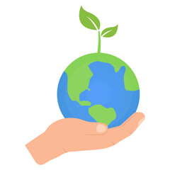 Vector illustration of take care of the earth icon sign and symbol. colored icons for website design .Simple design on transparent background (PNG).