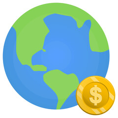 Vector illustration of earth money icon sign and symbol. colored icons for website design .Simple design on transparent background (PNG).