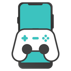 Vector illustration of game on smartphone icon sign and symbol. colored icons for website design .Simple design on transparent background (PNG).