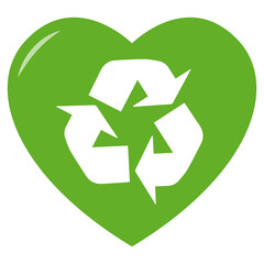 Vector illustration of love recycling icon sign and symbol. colored icons for website design .Simple design on transparent background (PNG).